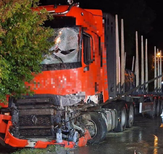 Zderzenie dwóch ciężarówek w Sidzinie. Kierowca ranny